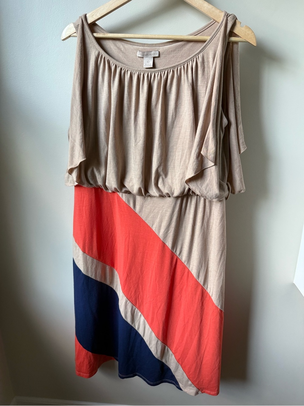 JONATHAN MARTIN Vintage Colorblock Diagonal Striped Dress Jersey Geometric L